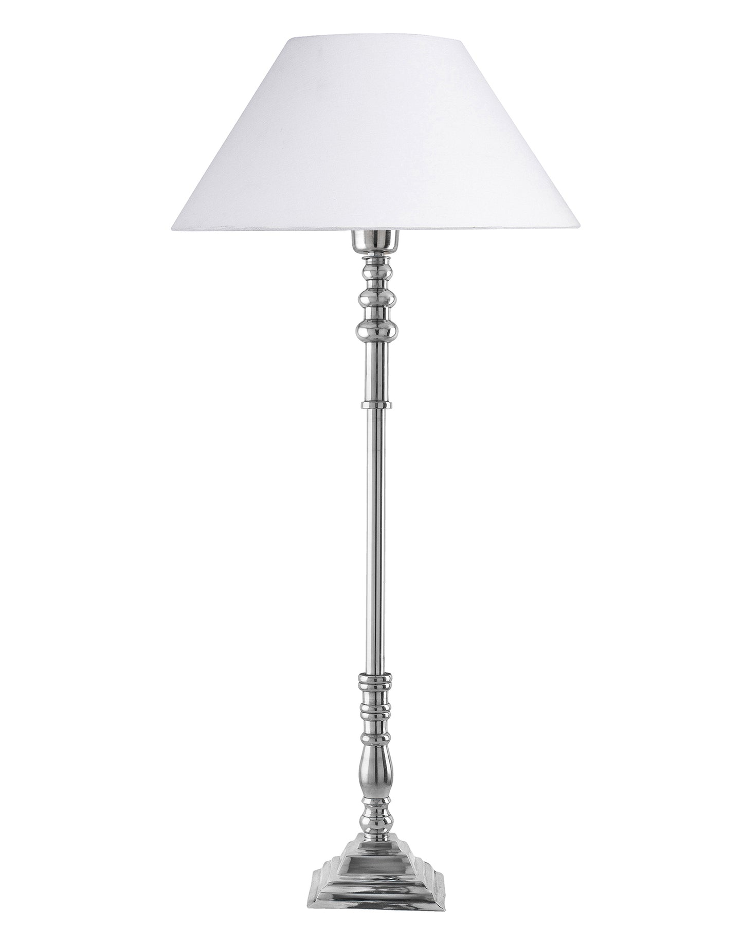 Modern Aluminium Chrome Finish Buffet Table Lamp, Cone Shade