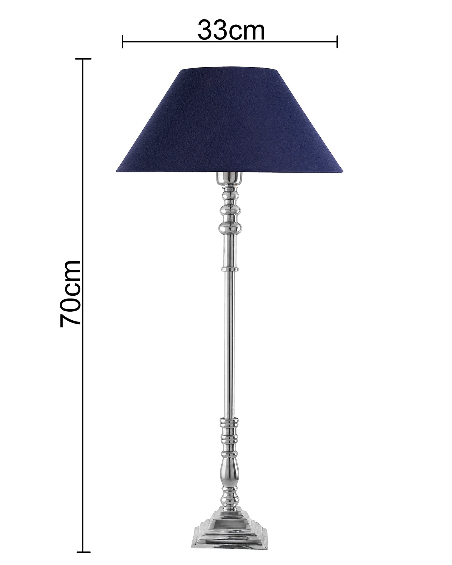 Modern Aluminium Chrome Finish Buffet Table Lamp, Cone Shade