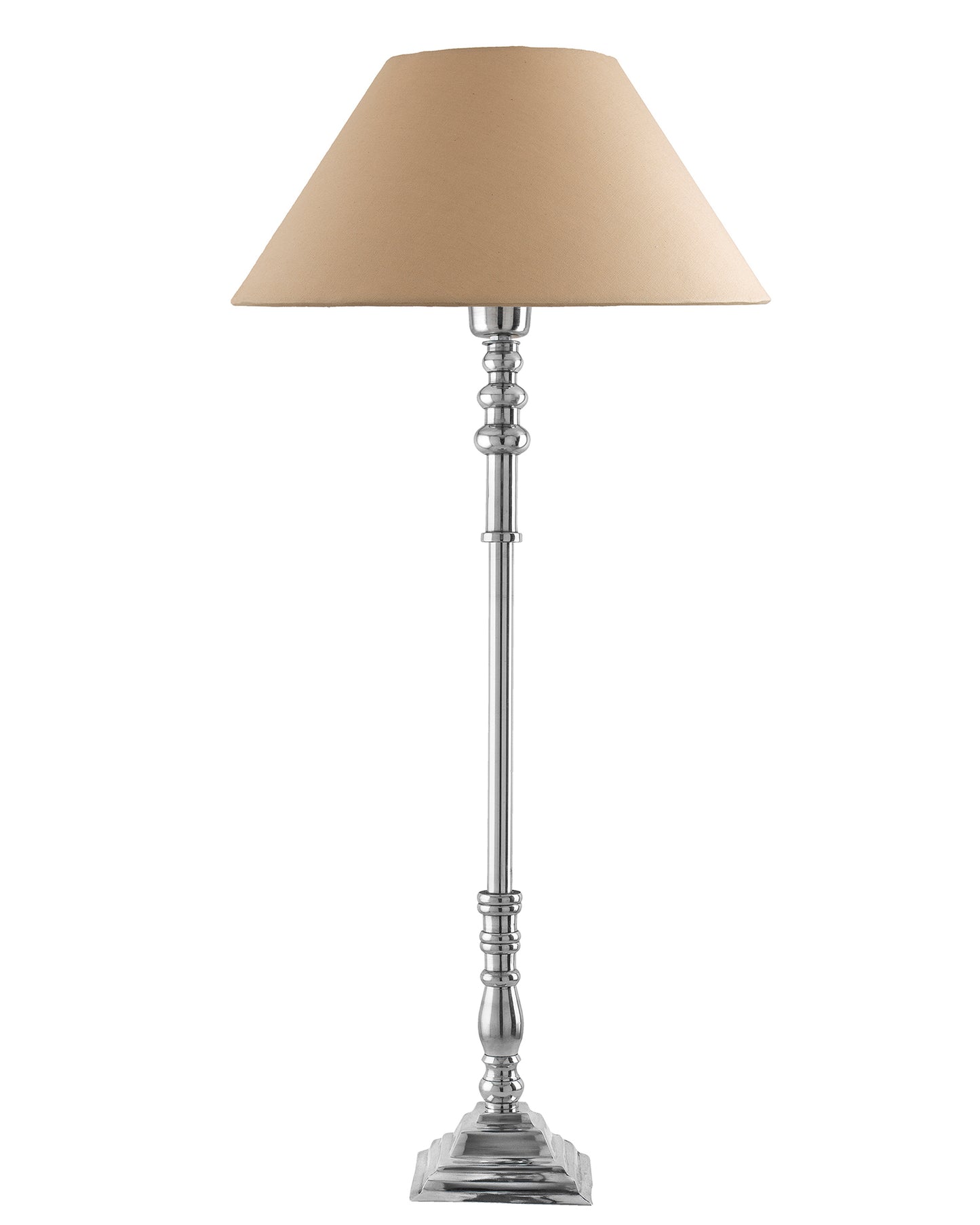 Modern Aluminium Chrome Finish Buffet Table Lamp, Cone Shade