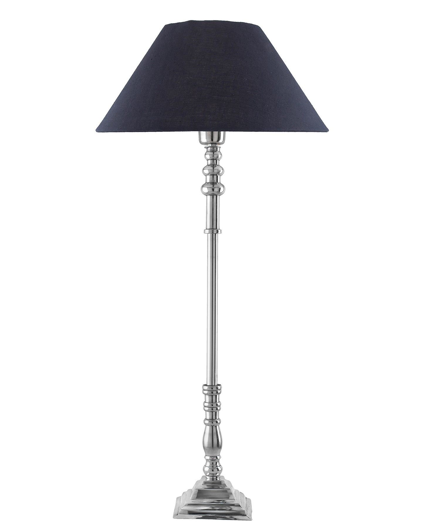 Modern Aluminium Chrome Finish Buffet Table Lamp, Cone Shade