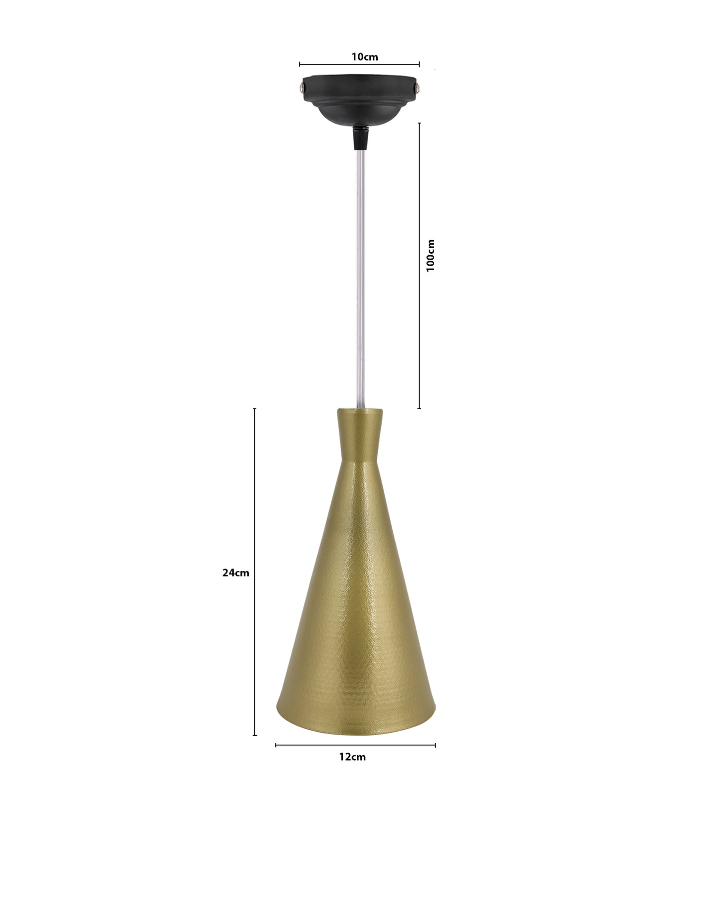 E26/E27 Single Head Metal Cone Shade Pendant Vintage Hanging Ceiling Light, Golden Set of 2