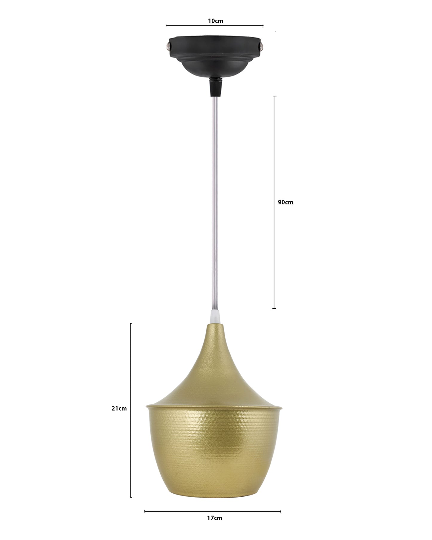 E26/E27 Single Head Metal Cone Shade Pendant Vintage Hanging Ceiling Light, Golden Set of 2