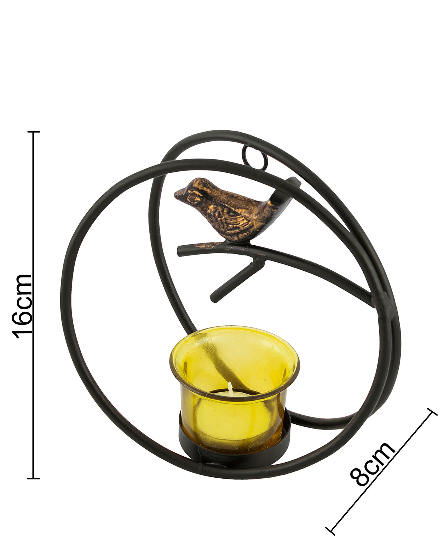 Decorative Bird Round Ring with Glass Table and Wall Tealight Holder,Set of 2,Antique Metal Wall Scone Candle Holder