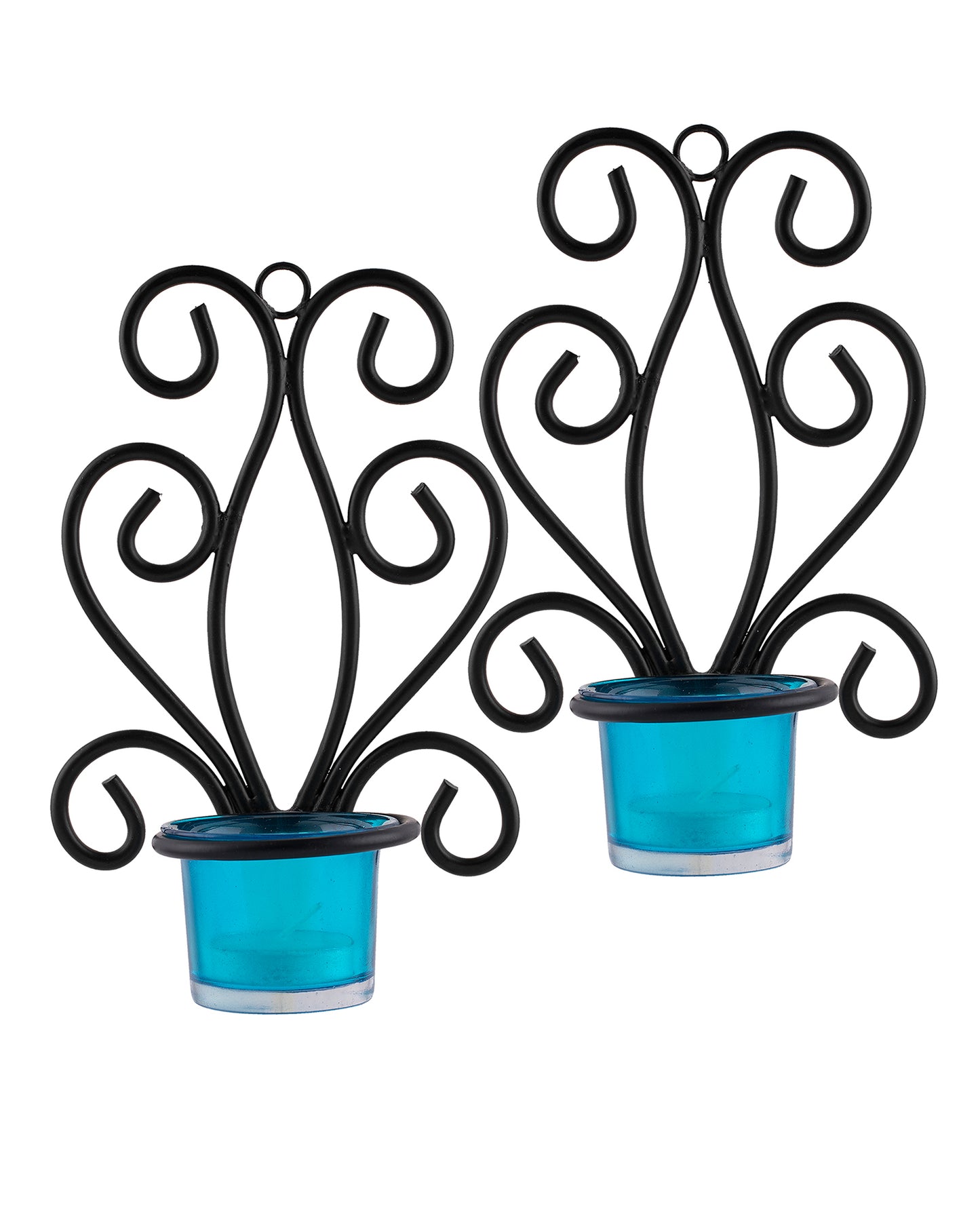 Modern Art Large Wall Sconce with Glass Votive Candle Tealight Holders,Set of 2, Antique Metal Wall Scone Candles