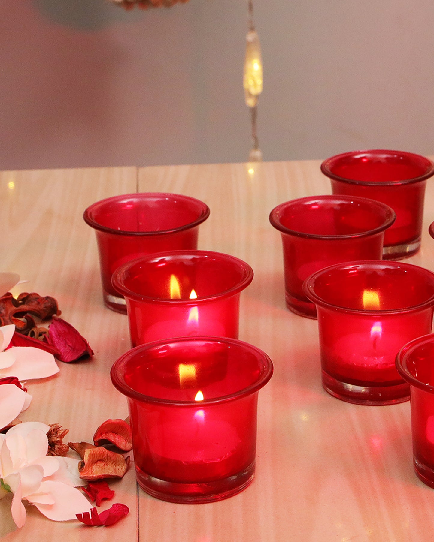 Collar Glass Tea Light Candle Holder, Set of 6