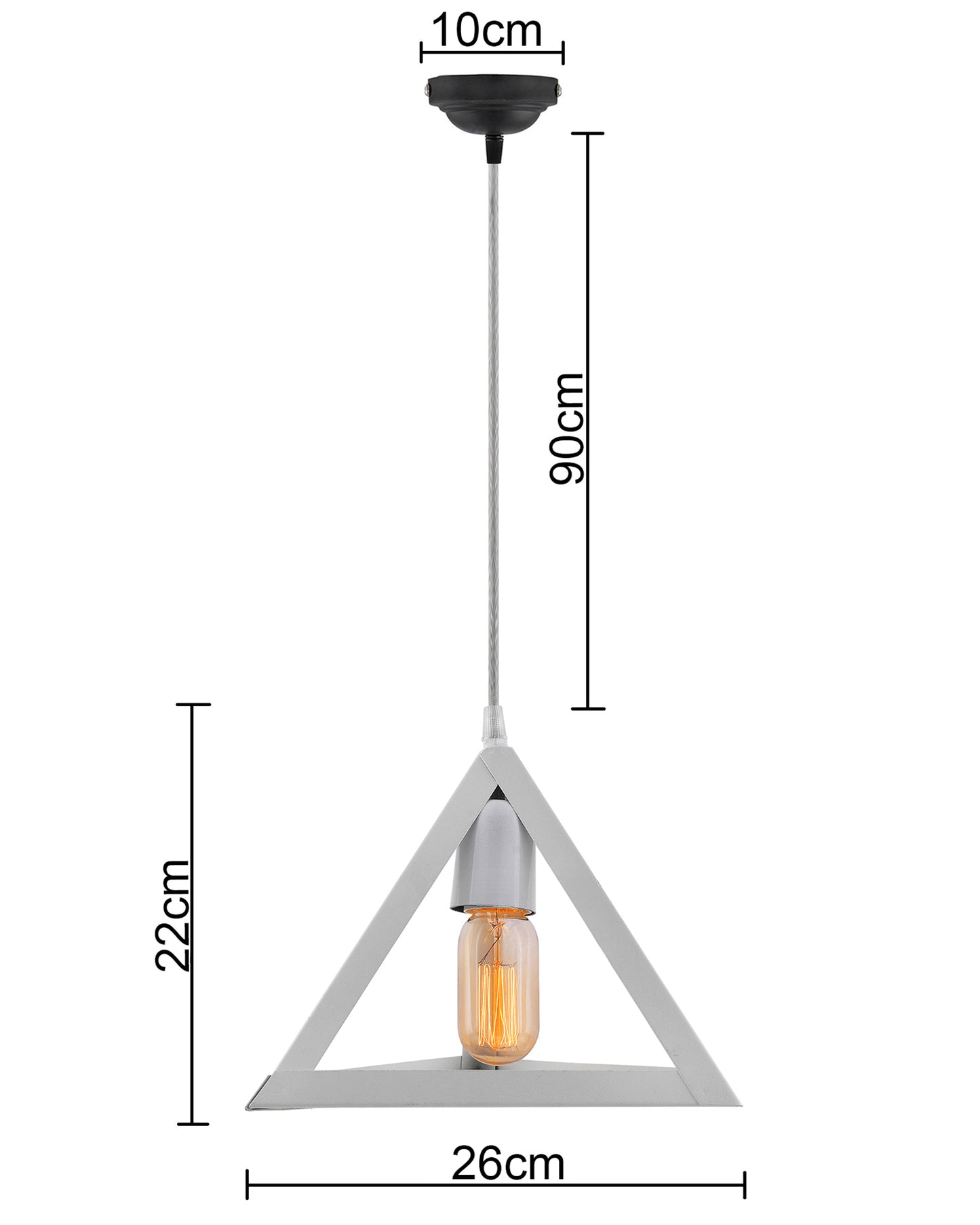 Edison Filament Hanging Triangle 6", E27 Holder, Decorative, White, URBAN Retro, nordic style, LED/filament bulb