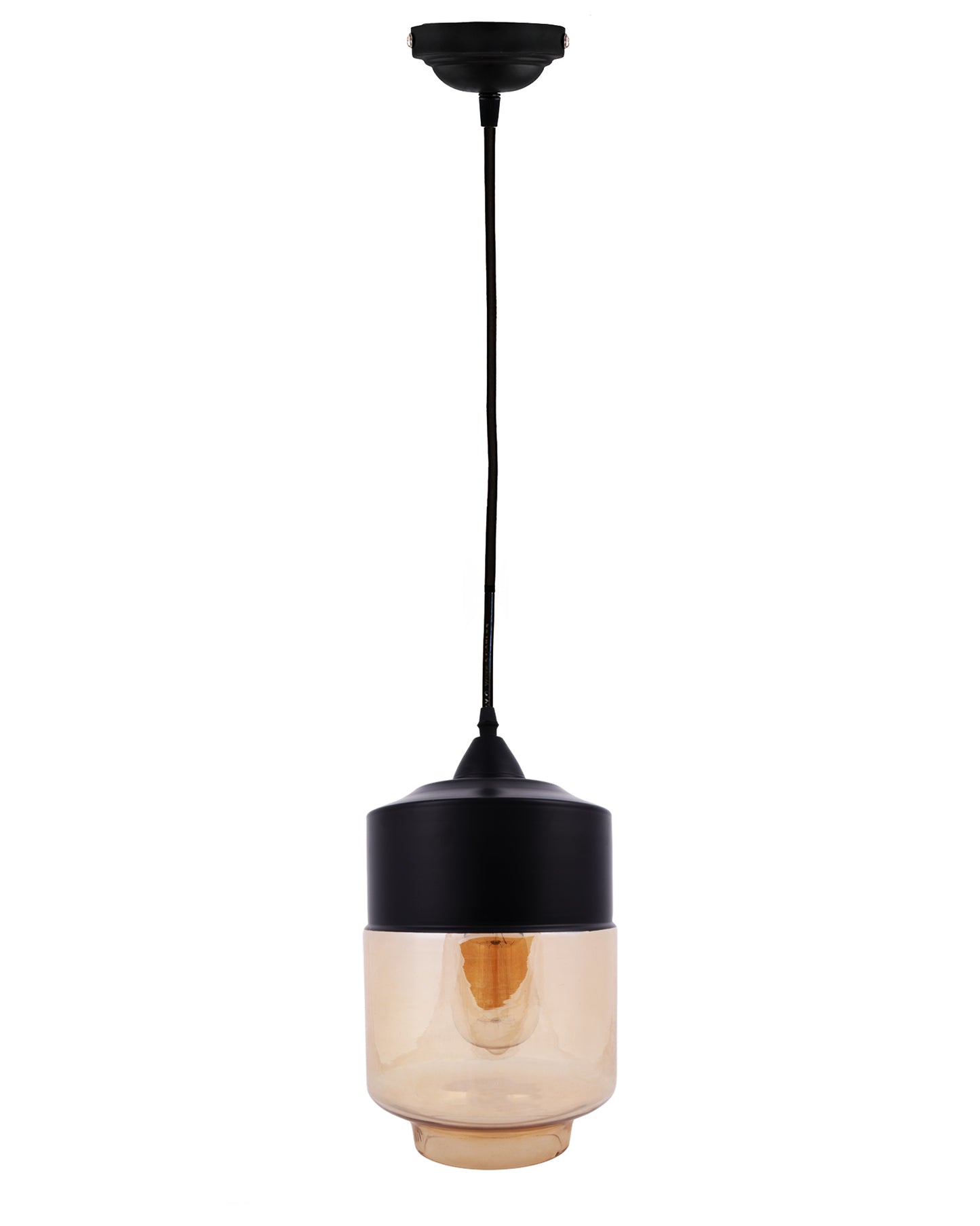 Glass Pendant Light Black Loft Bar Counter Dining Room Creative LED/Filament Ceiling Hanging Lamp, E27, Cylinder