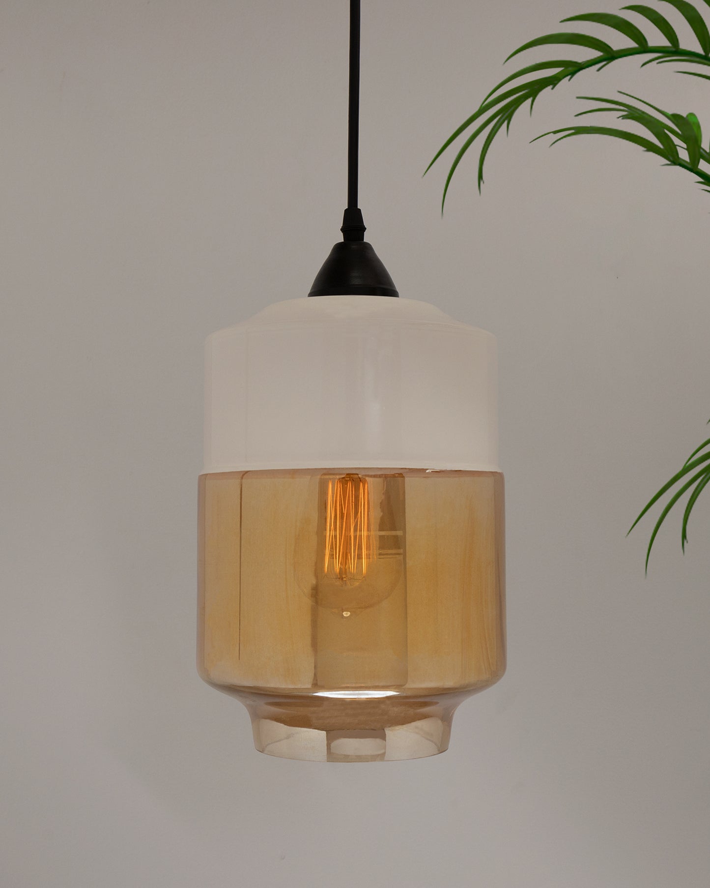 Glass Pendant Light Black Loft Bar Counter Dining Room Creative LED/Filament Ceiling Hanging Lamp, E27, Cylinder