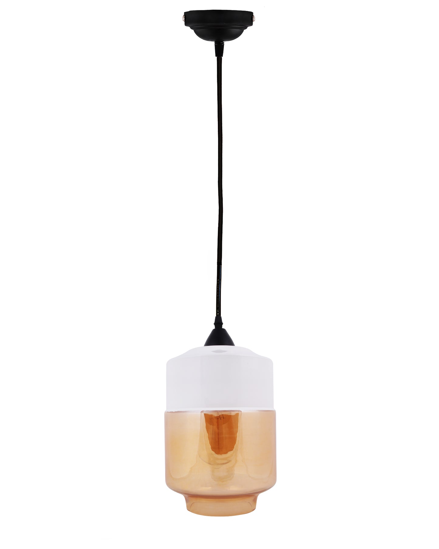 Glass Pendant Light Black Loft Bar Counter Dining Room Creative LED/Filament Ceiling Hanging Lamp, E27, Cylinder