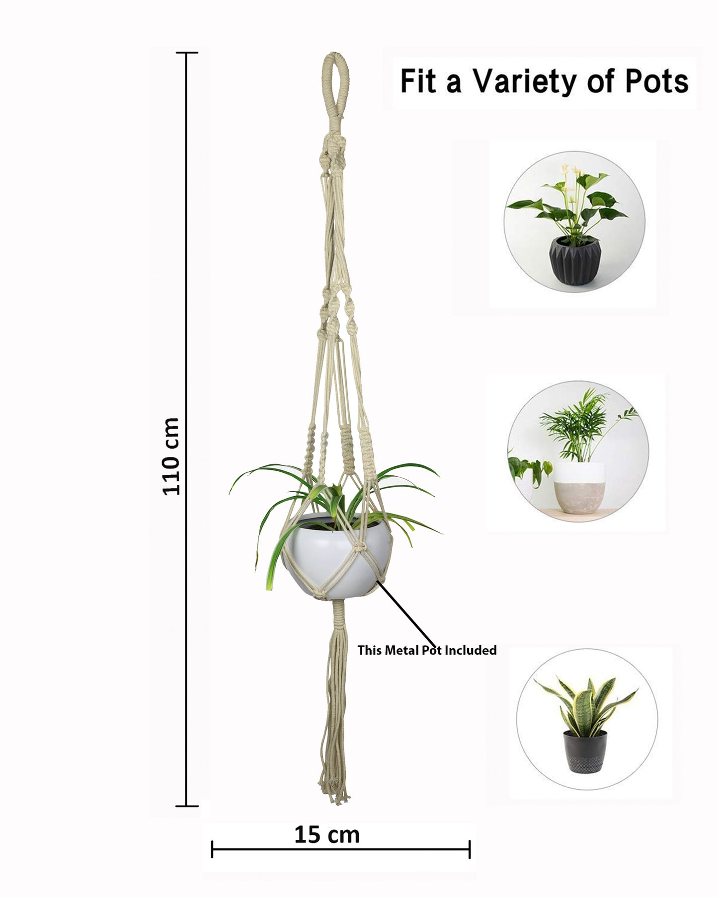 Macreme Hanging Planter Large Macrame with Pot Pack of 2