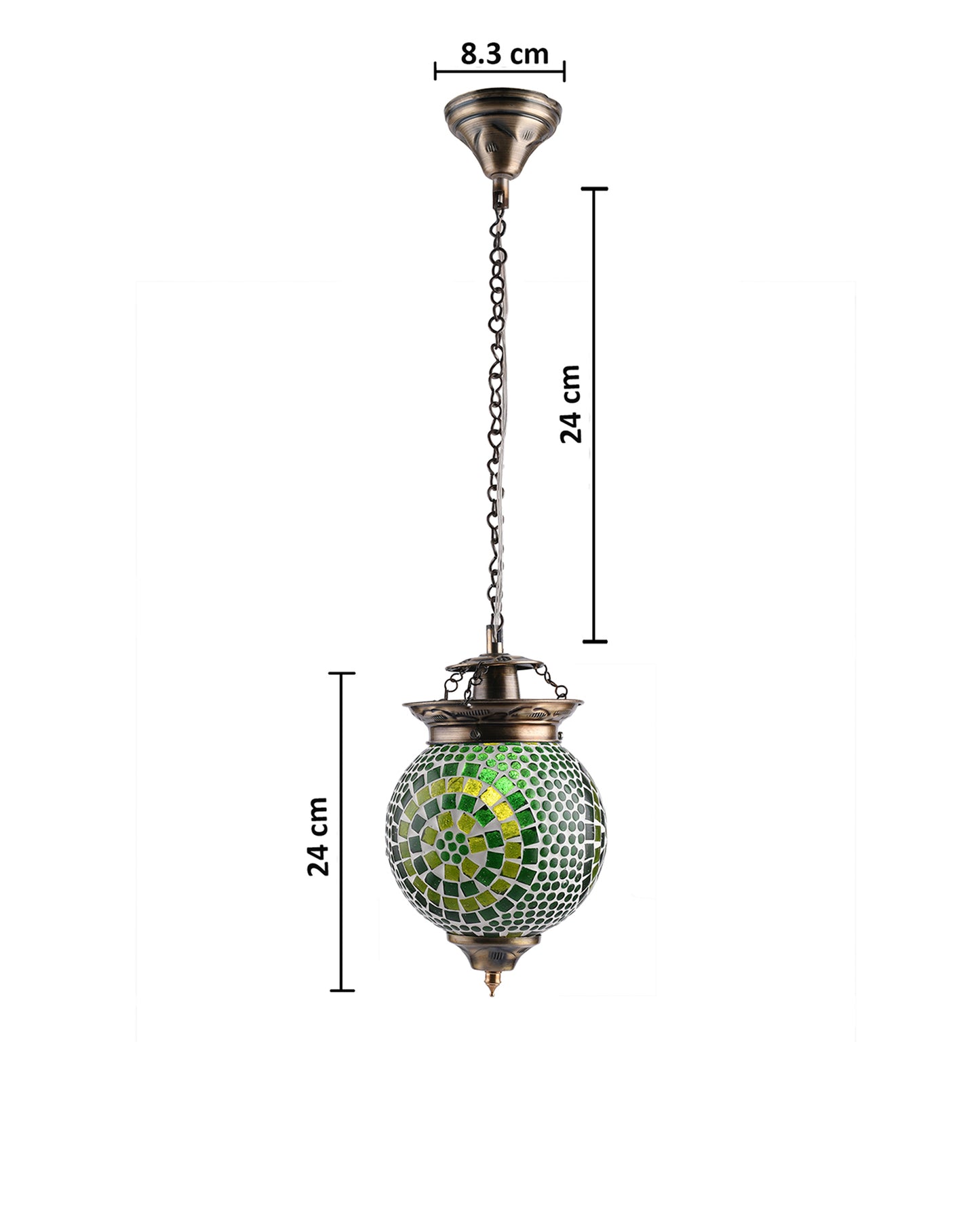 Antique Turkish Moroccan Mosaic Pendant with Metal Ceiling Hanging Light