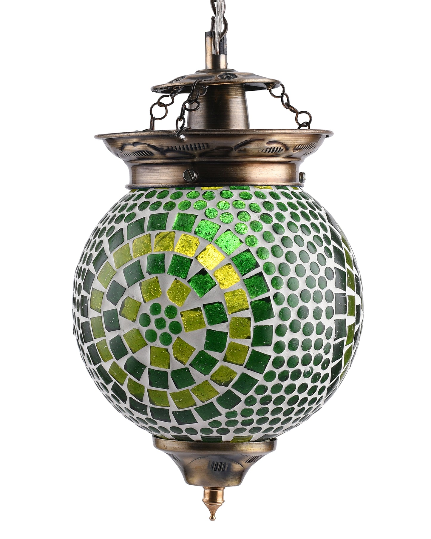 Antique Turkish Moroccan Mosaic Pendant with Metal Ceiling Hanging Light