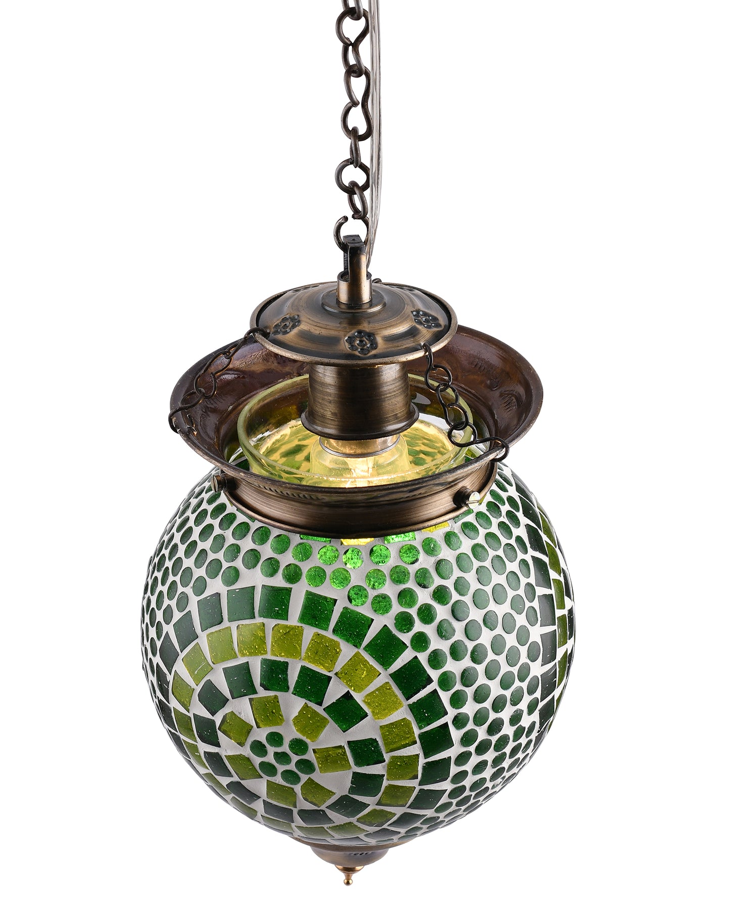 Antique Turkish Moroccan Mosaic Pendant with Metal Ceiling Hanging Light