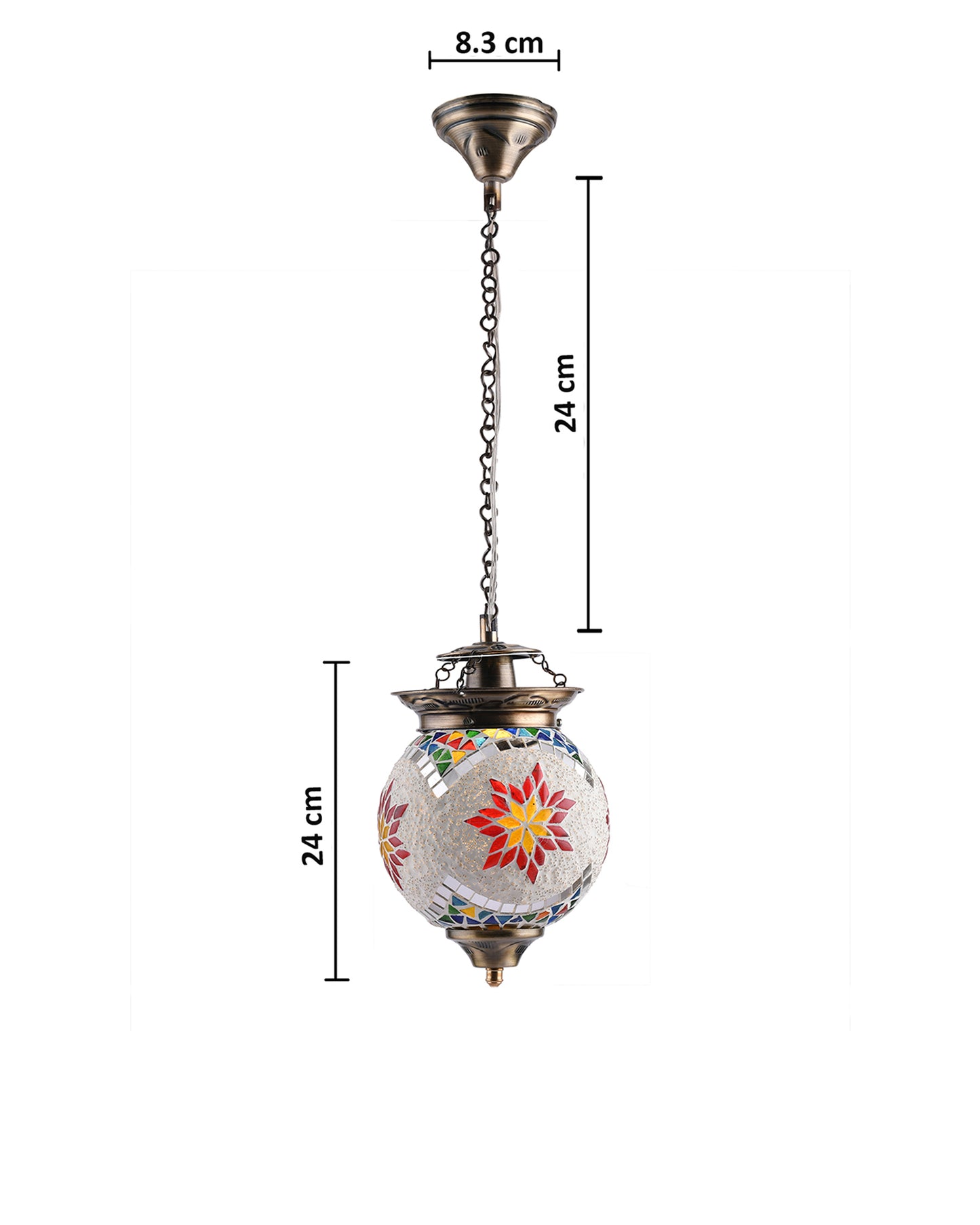 AntiqueTurkish Moroccan Mosaic Pendant with Metal hangings, Ceiling Hanging Light