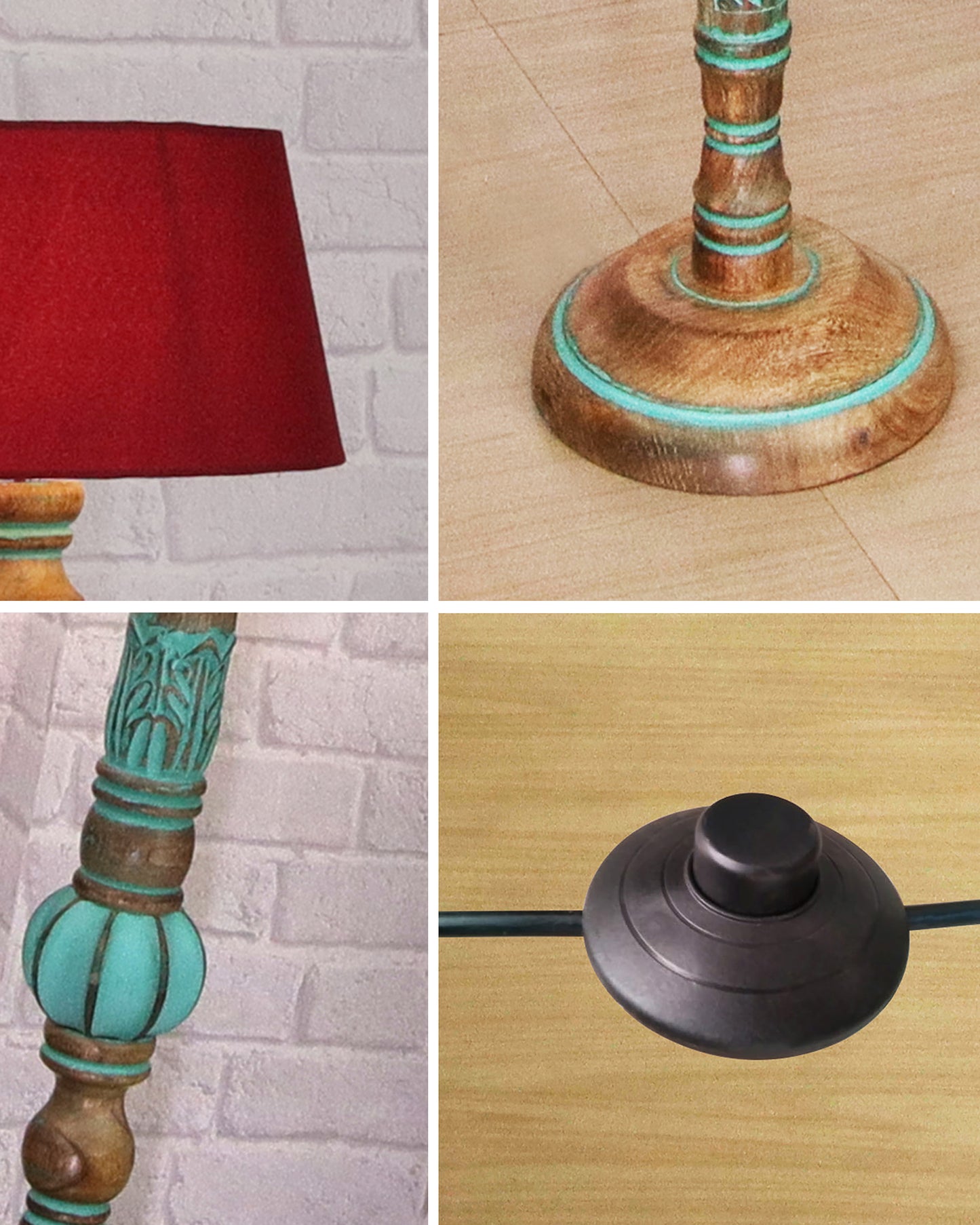 Royal Carving Antique Algae finish wooden floor lamp with Shade
