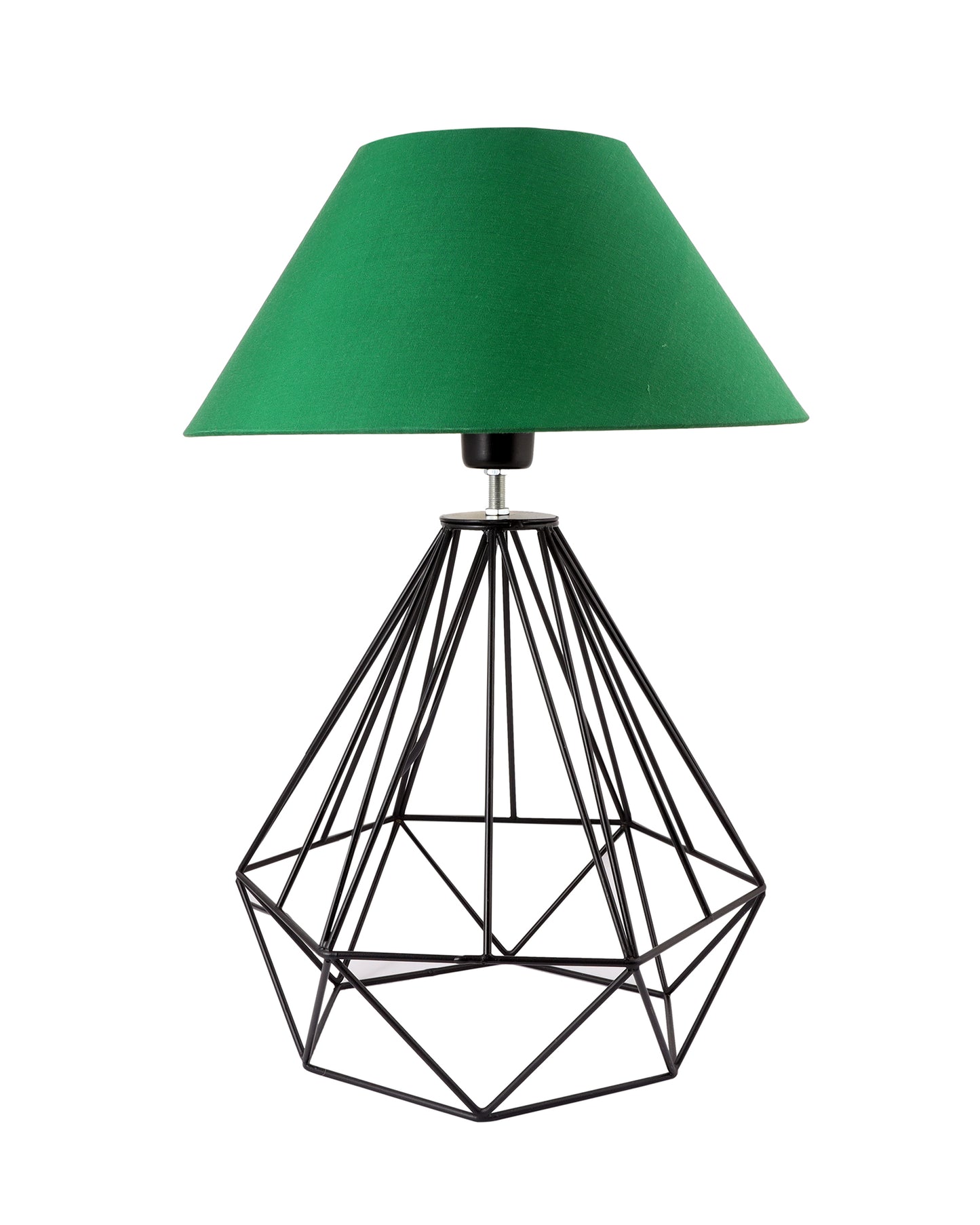 Modern Farmhouse Metal Diamond Desk Table Lamp with Light Bulb Decorative Bed Table Side Matt Black Light