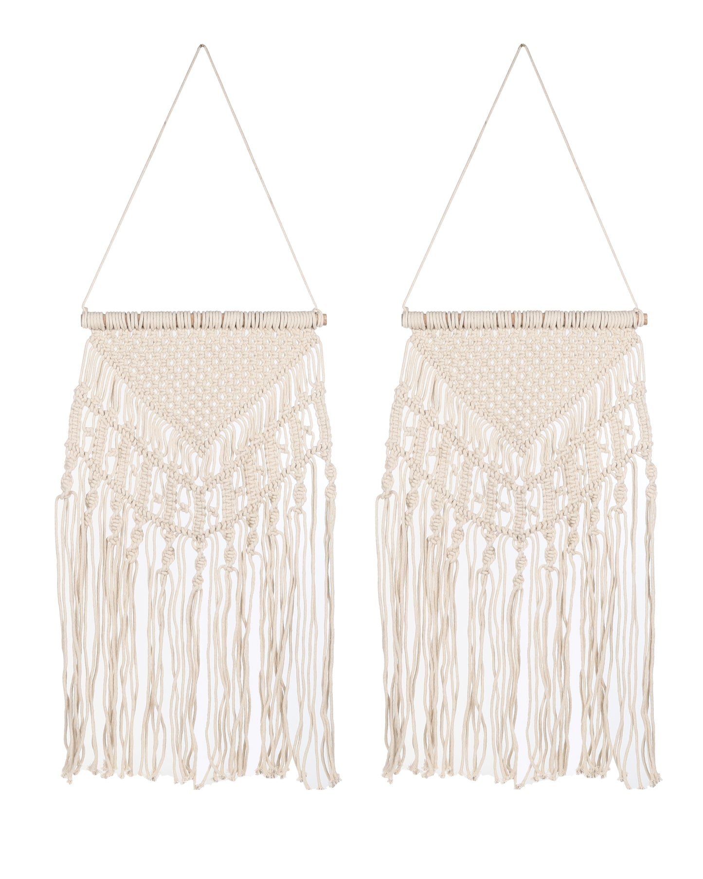 Macrame Wall Hanging Tapestry Tassel Home Decor Bohemian Handmade Chic Cotton Rope,Living Room, Balcony, Office, Housewarming, Garden, Set of 2