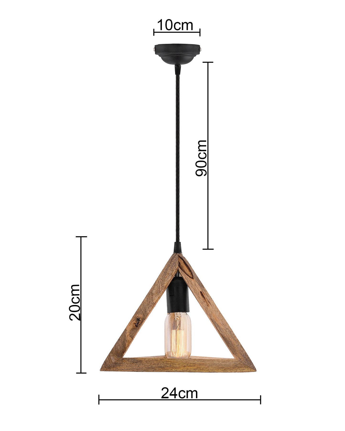 Hanging Pendant Plant Light Fixtures Creative Home Decor Living Room Dining, Ceiling light with leafy vine and filament bulb, Natural Wood Triangle