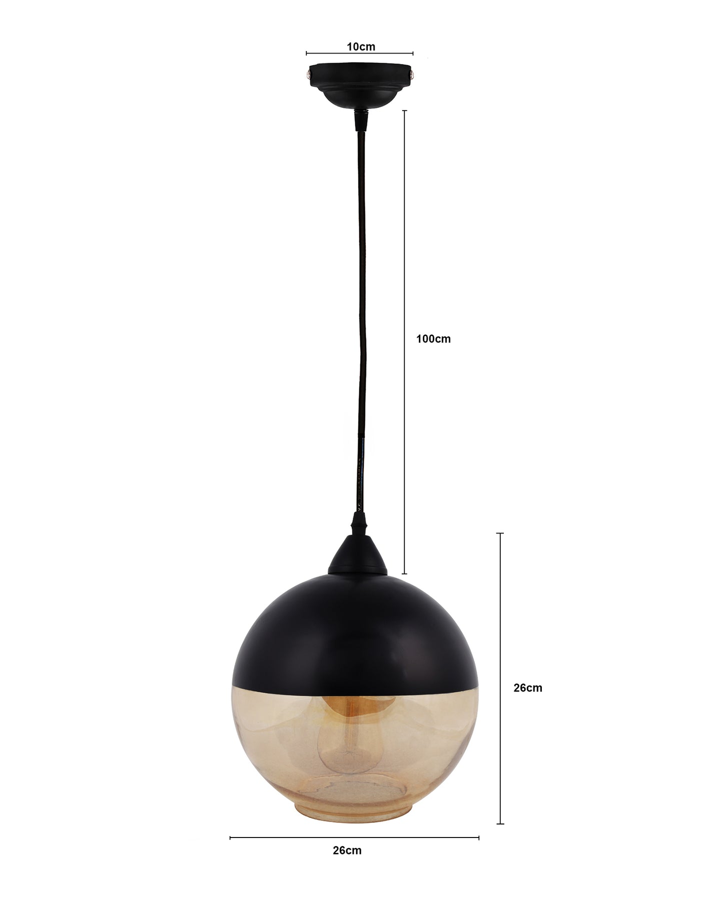 Sphere Glass Pendant Light Black Loft Bar Counter Dining Room Creative LED/Filament Ceiling Hanging Lamp, E27, Sphere, Black