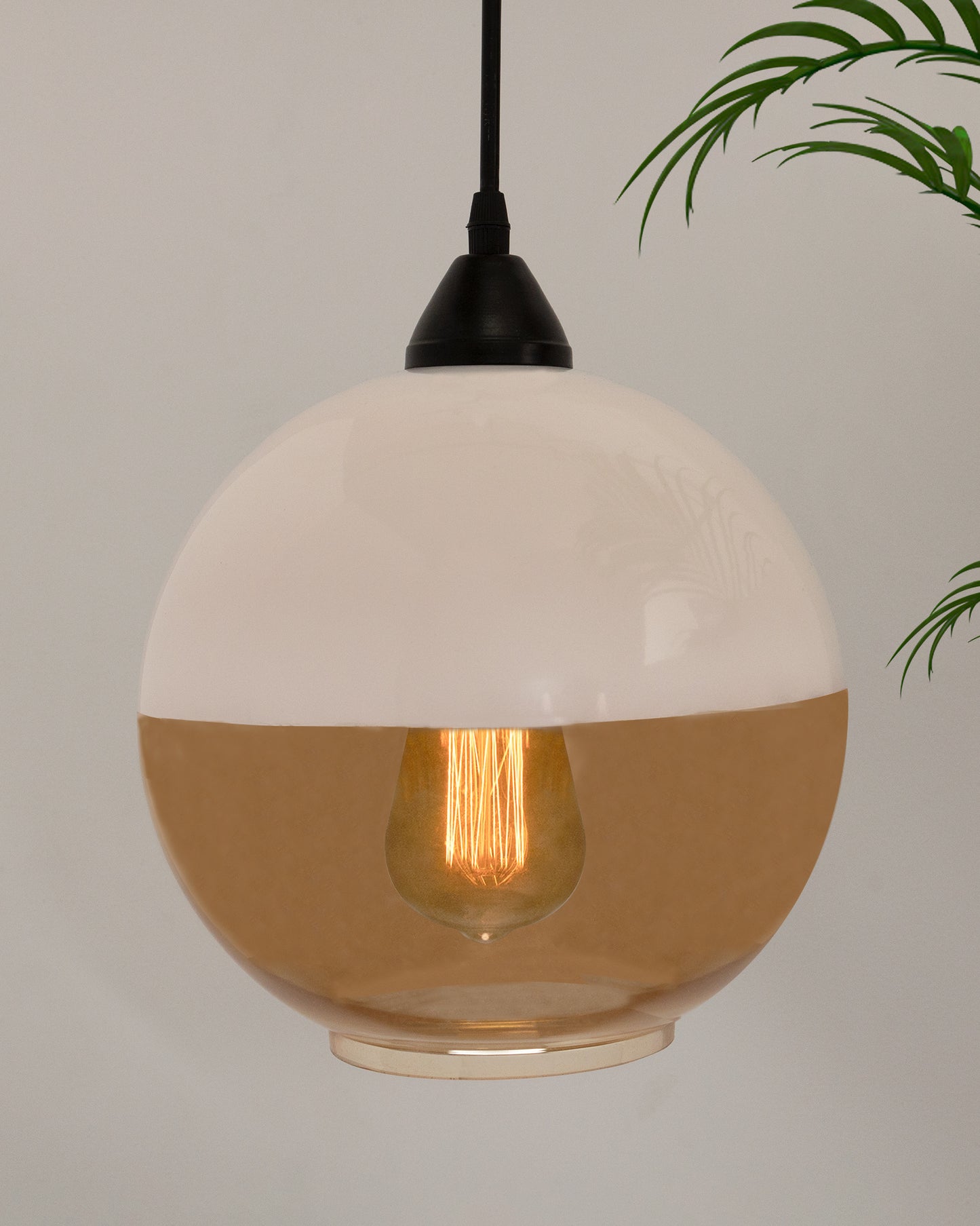 Glass Pendant Light White Loft Bar Counter Dining Room Creative LED/Filament Ceiling Hanging Lamp, E27, Sphere, White