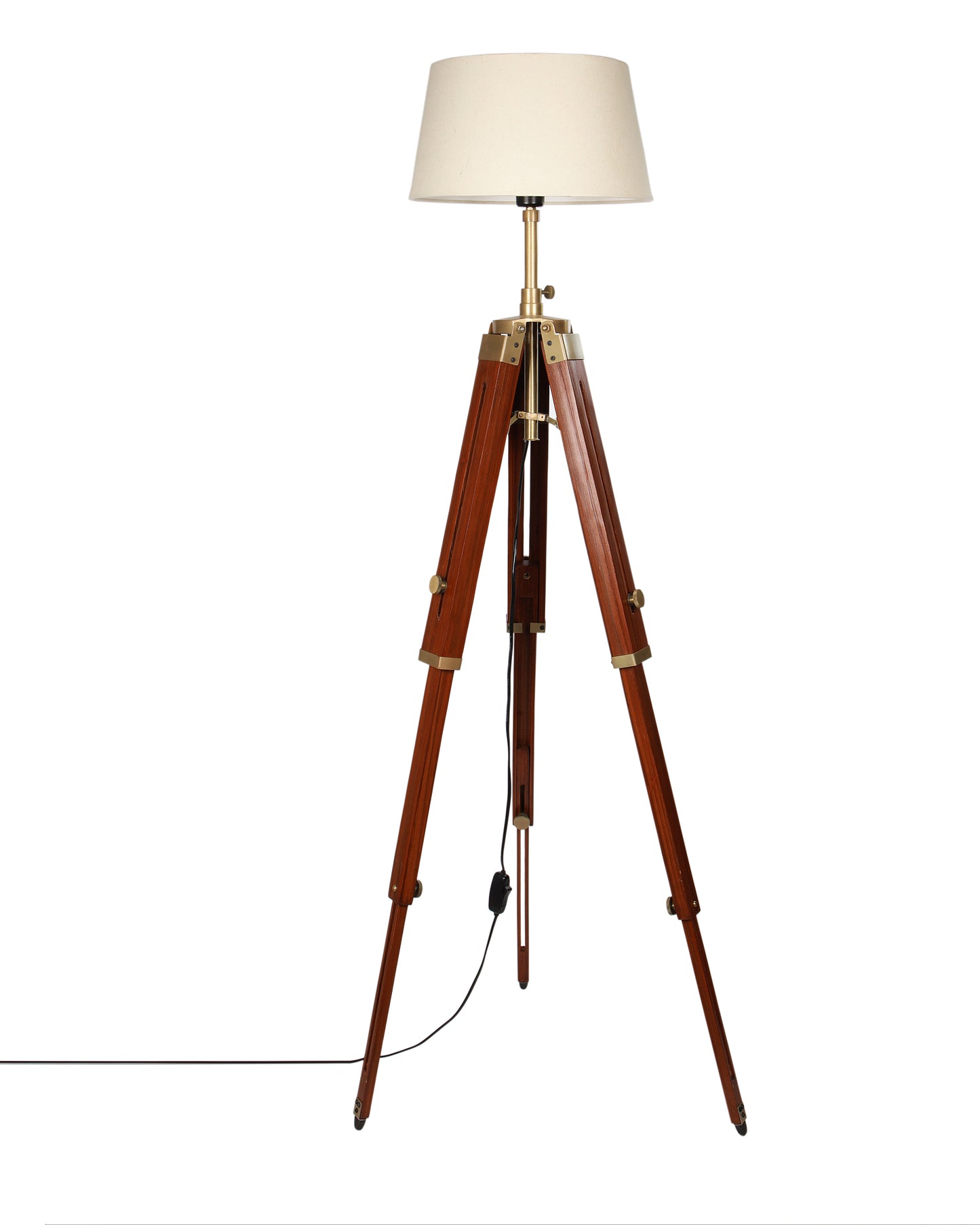 Industrial Tripod Floor Lamp for Living Room Bedroom, Vintage Reading Lamp with Wooden Metal Legs,Nautical Lamp for Office, Cinema, Dorm