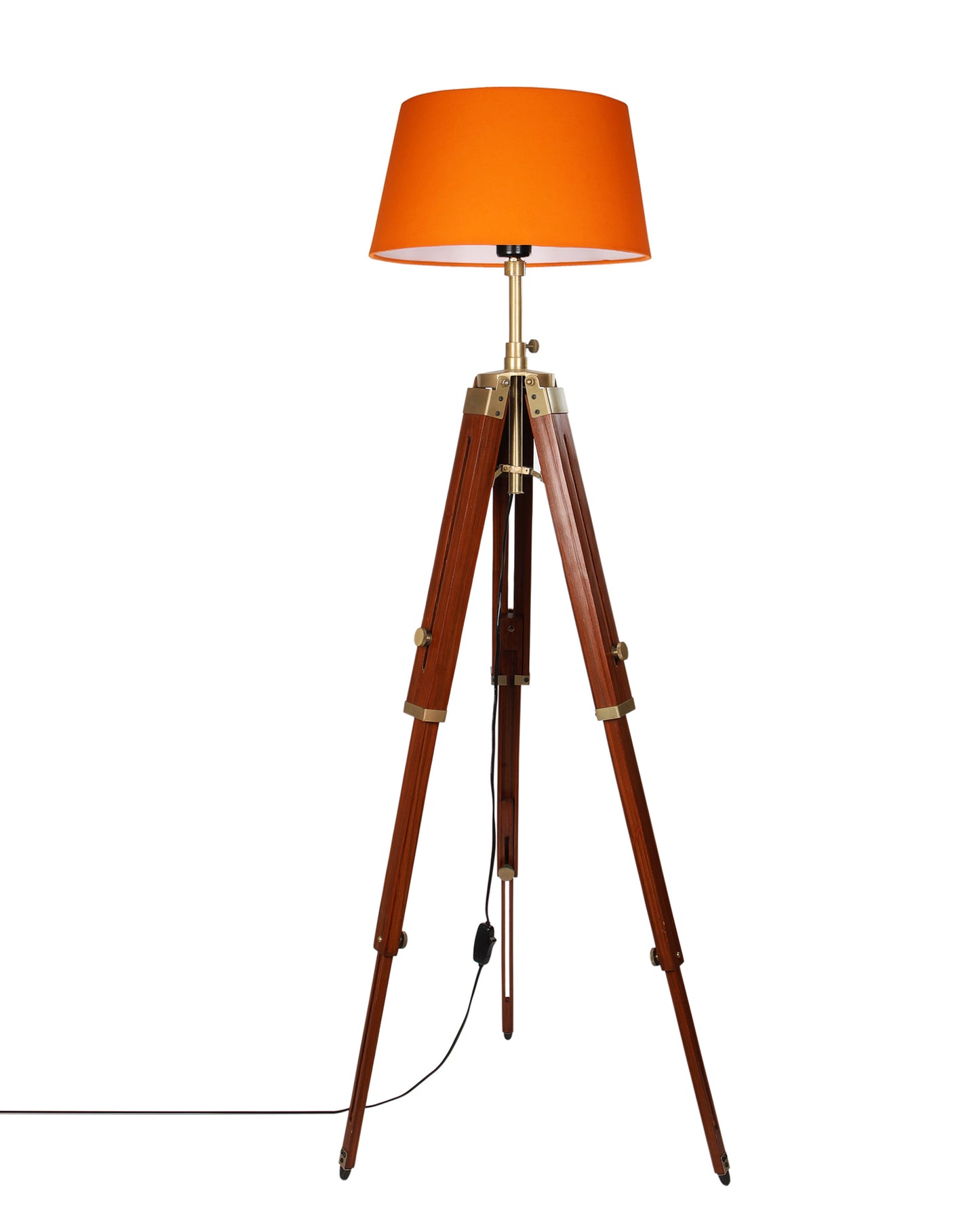 Industrial Tripod Floor Lamp for Living Room Bedroom, Vintage Reading Lamp with Wooden Metal Legs,Nautical Lamp for Office, Cinema, Dorm