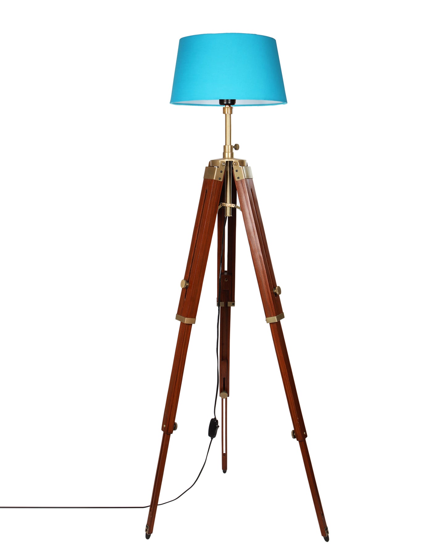 Industrial Tripod Floor Lamp for Living Room Bedroom, Vintage Reading Lamp with Wooden Metal Legs,Nautical Lamp for Office, Cinema, Dorm