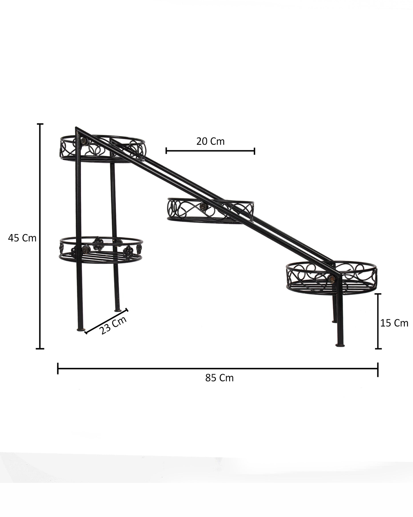 Plant Stand Metal Flower Holder Racks with 4 Tier Garden Decoration Planter Rack Shelf Organizer for Indoor Outdoor, Garden Balcony Living Room Office,Ladder, Black
