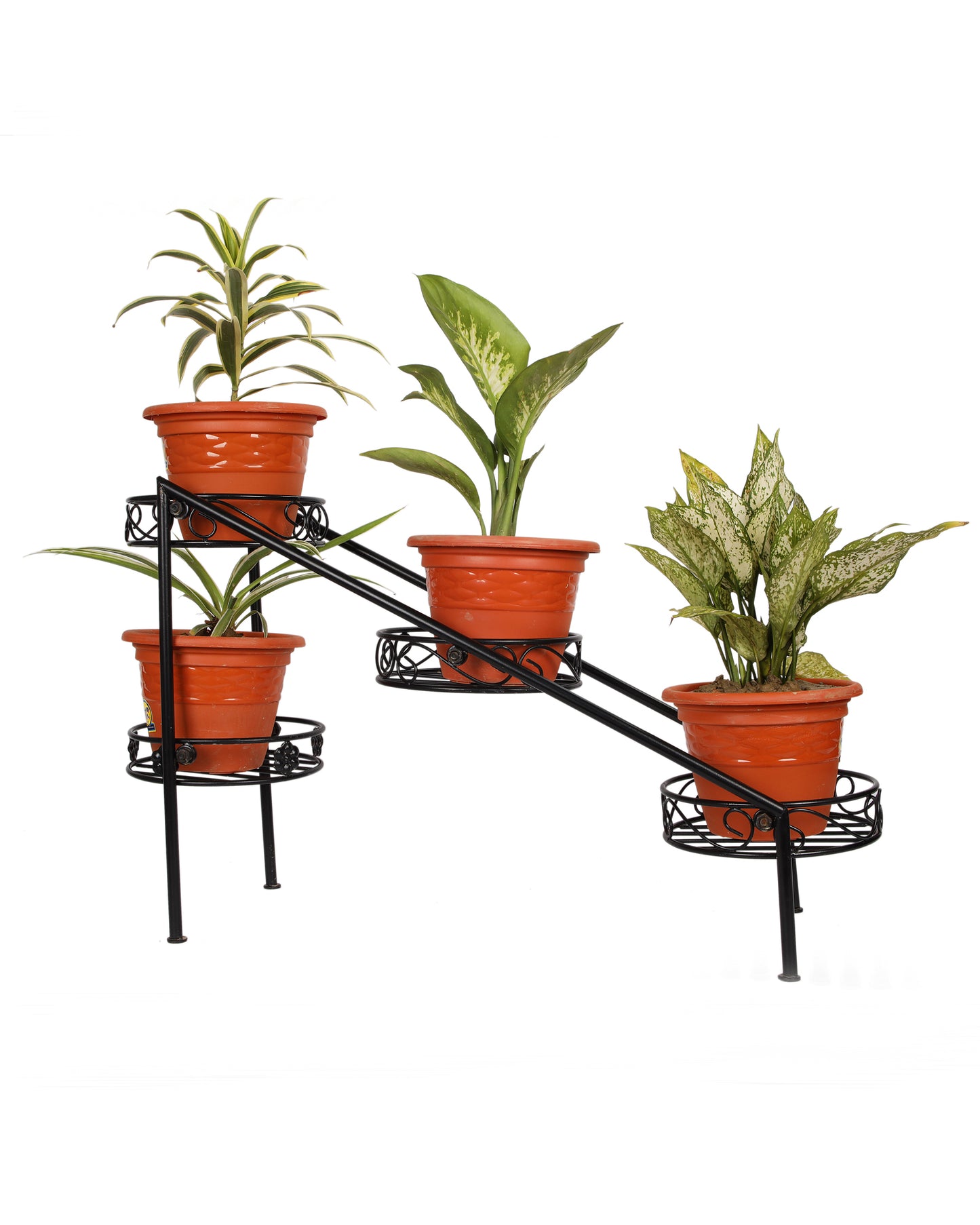 Plant Stand Metal Flower Holder Racks with 4 Tier Garden Decoration Planter Rack Shelf Organizer for Indoor Outdoor, Garden Balcony Living Room Office,Ladder, Black