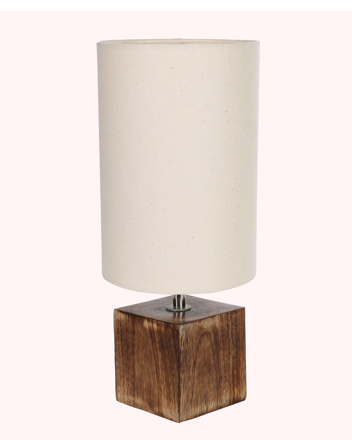 Modern Zen Wooden Lampshade Nightstand Lamps, Antique Base E27 Creative Reading Bedside Lamps Ideal for Bedroom, Cube