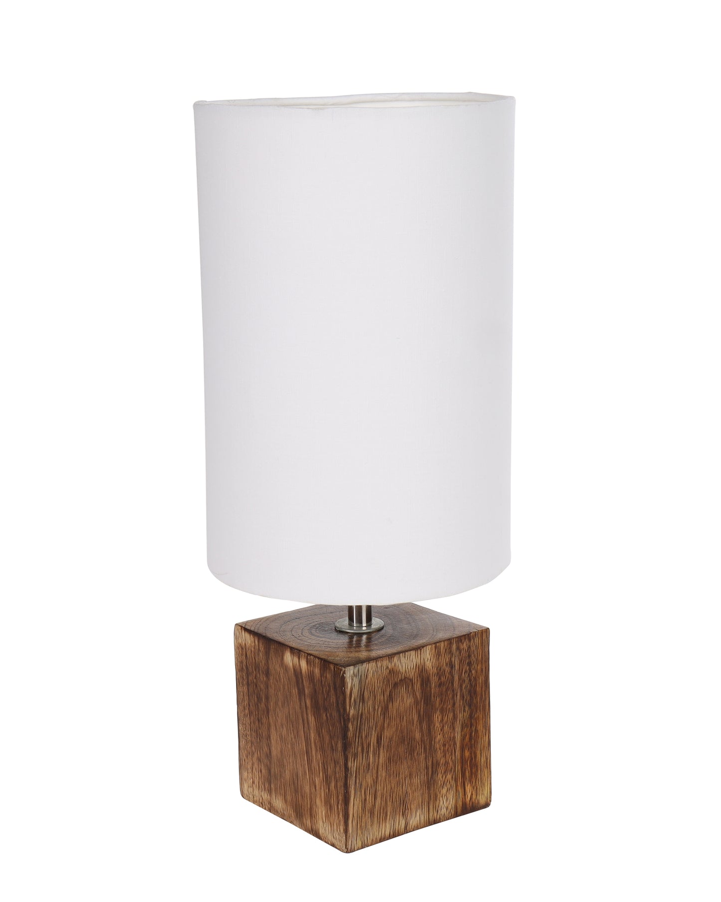 Modern Zen Wooden Lampshade Nightstand Lamps, Antique Base E27 Creative Reading Bedside Lamps Ideal for Bedroom, Cube