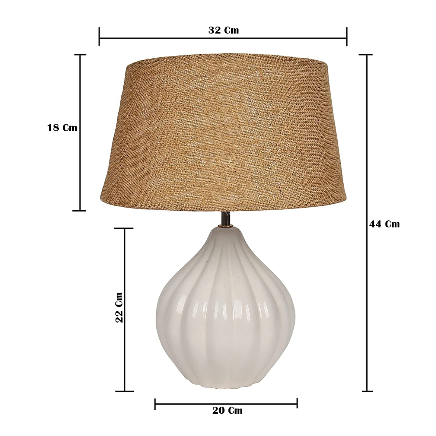Home Traditional Ribbed Strip Pattern Ceramic Table Lamp For Living Room Table Desk Lamp With Shade