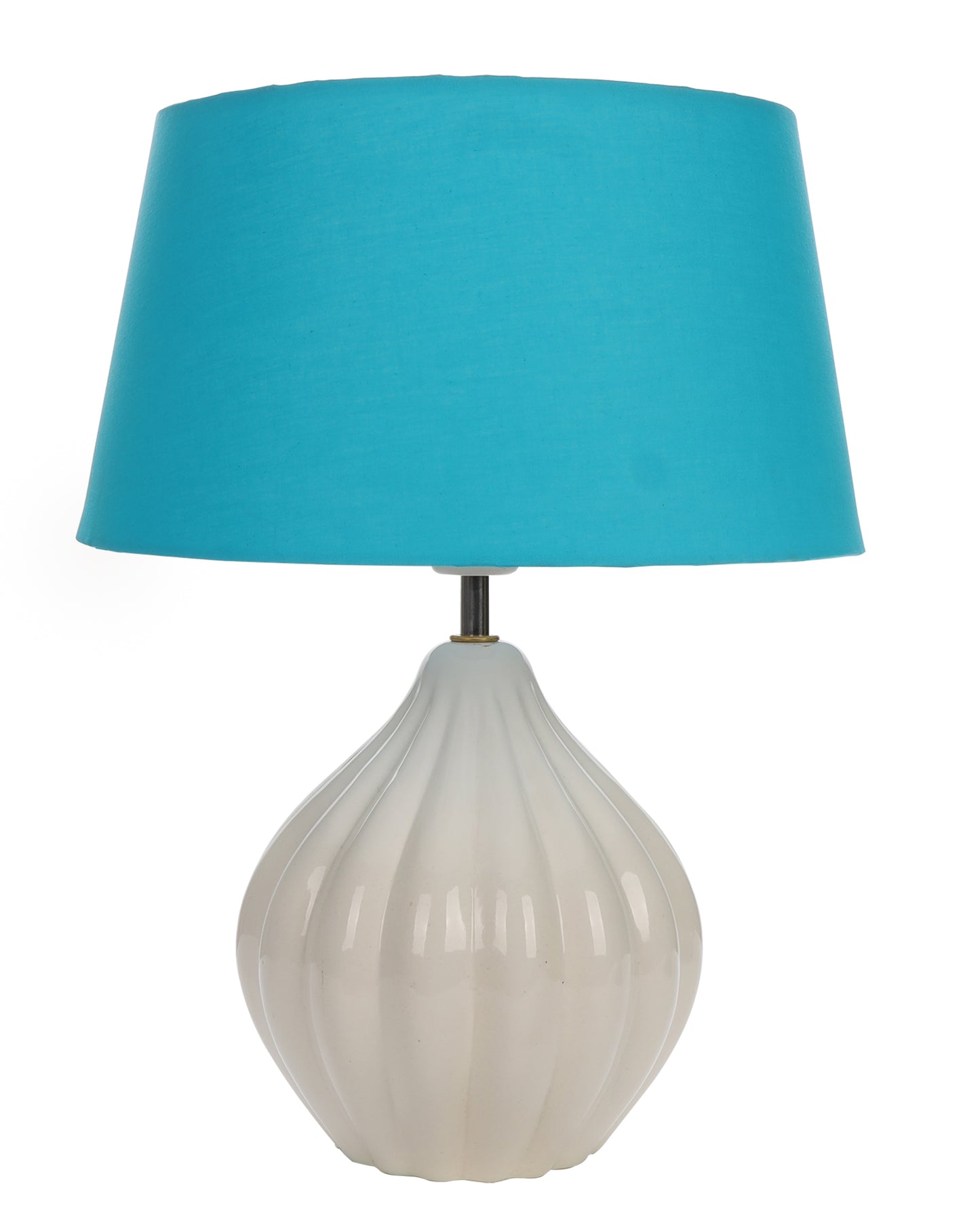 Home Traditional Ribbed Strip Pattern Ceramic Table Lamp For Living Room Table Desk Lamp With Shade