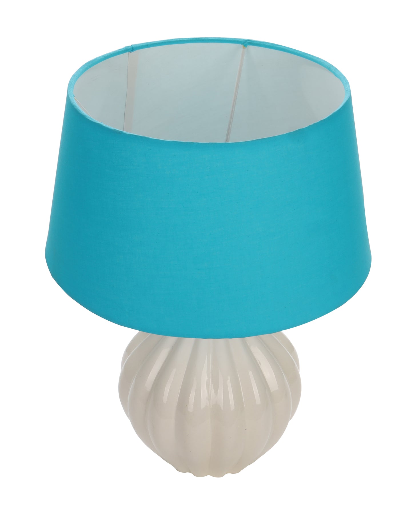 Home Traditional Ribbed Strip Pattern Ceramic Table Lamp For Living Room Table Desk Lamp With Shade