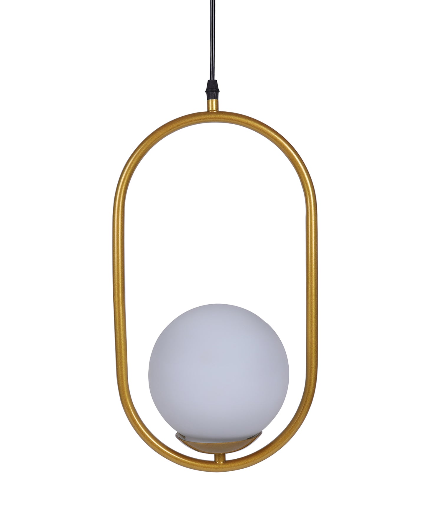 Mid Century Modern Light Chandelier Lighting, White Frosted Glass Globe Lampshade Pendant Indoor Hanging Light Fixture, Golden Oval