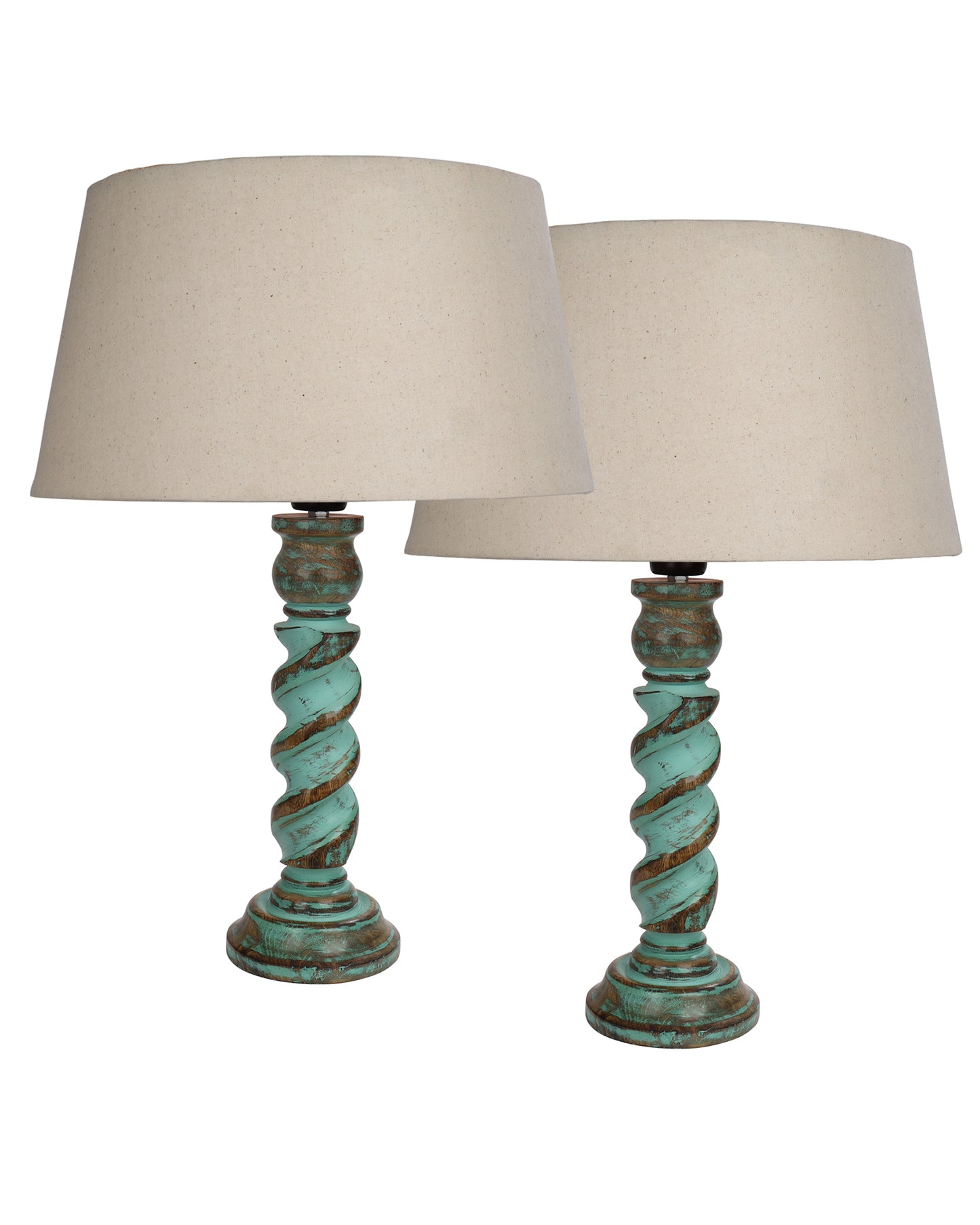 Signature Rustic Table Lamp set of 2, farmhouse Living Room Bedroom House Bedside Nightstand Home Office Reading Light,Rope