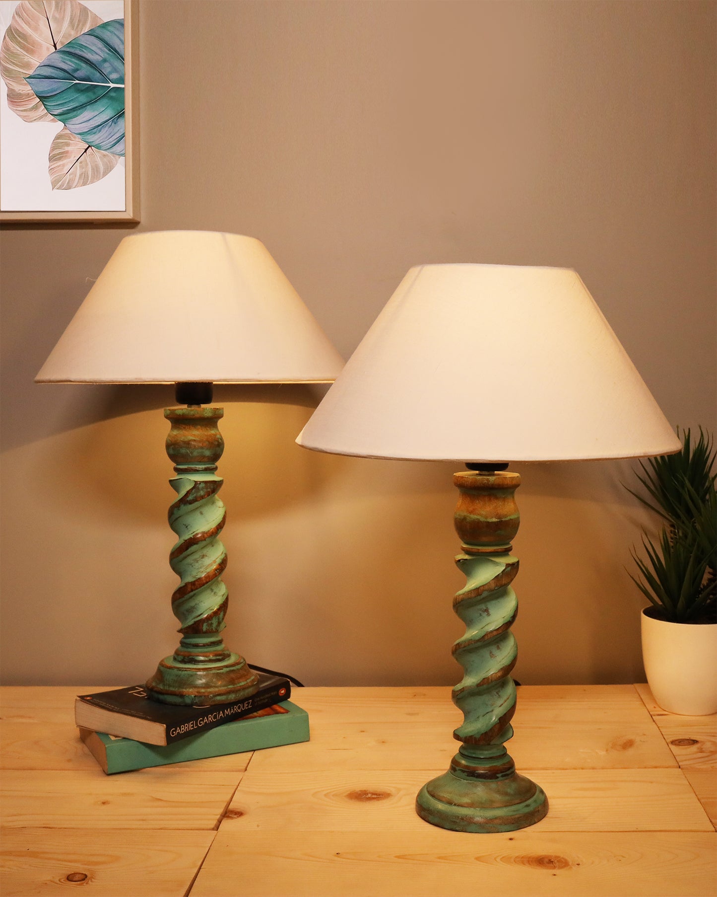 Signature Rustic Table Lamp set of 2, farmhouse Living Room Bedroom House Bedside Nightstand Home Office Reading Light,Rope