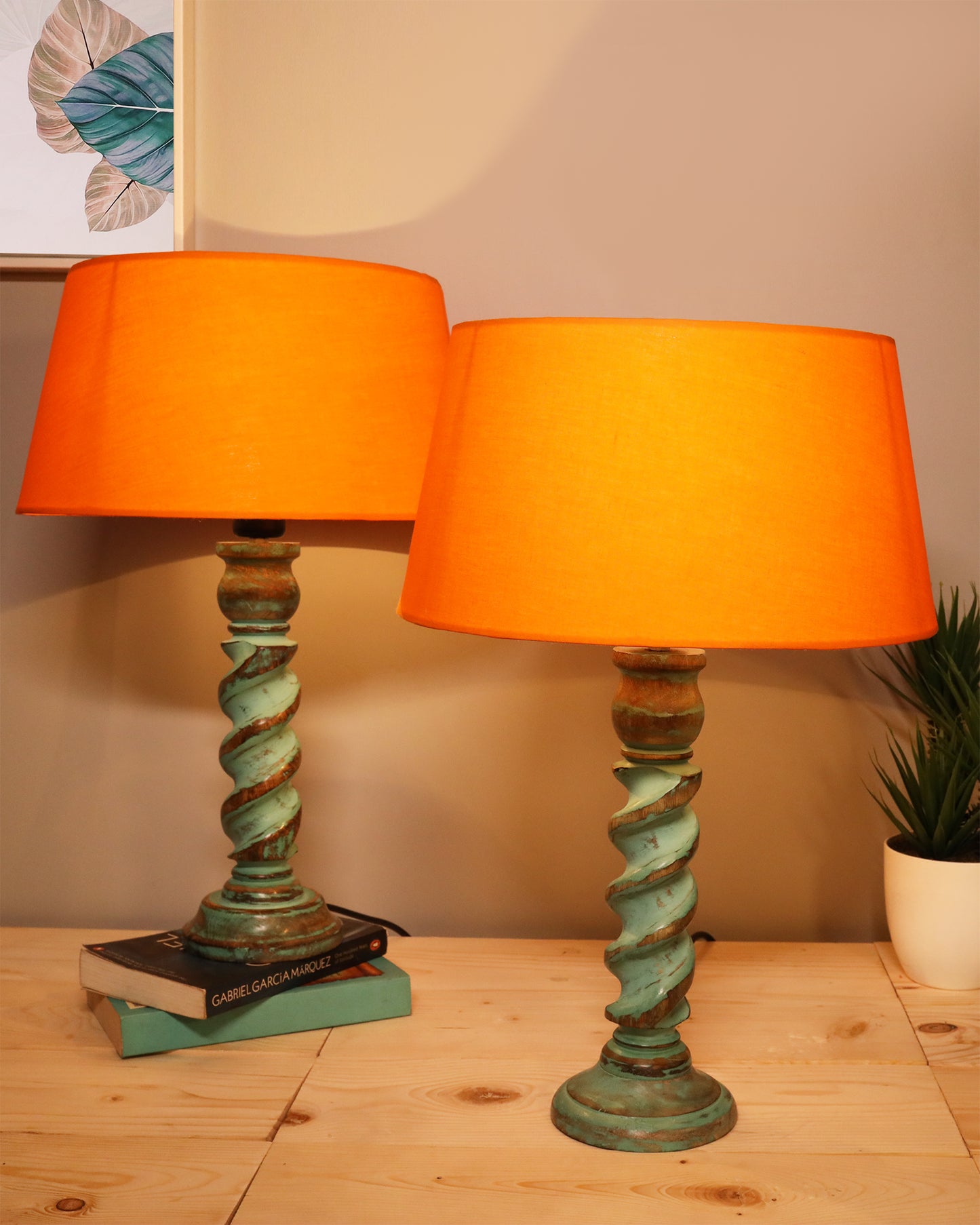 Signature Rustic Table Lamp set of 2, farmhouse Living Room Bedroom House Bedside Nightstand Home Office Reading Light,Rope