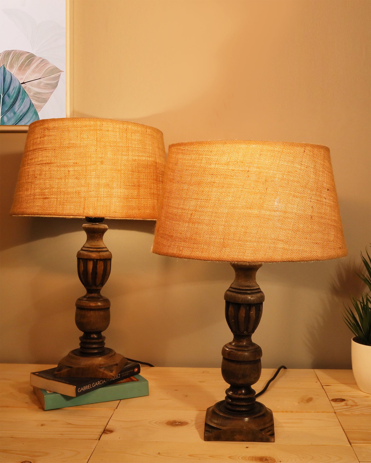 Signature Rustic Table Lamp set of 2, farmhouse Living Room Bedroom House Bedside Nightstand Home Office Reading Light, Cubist