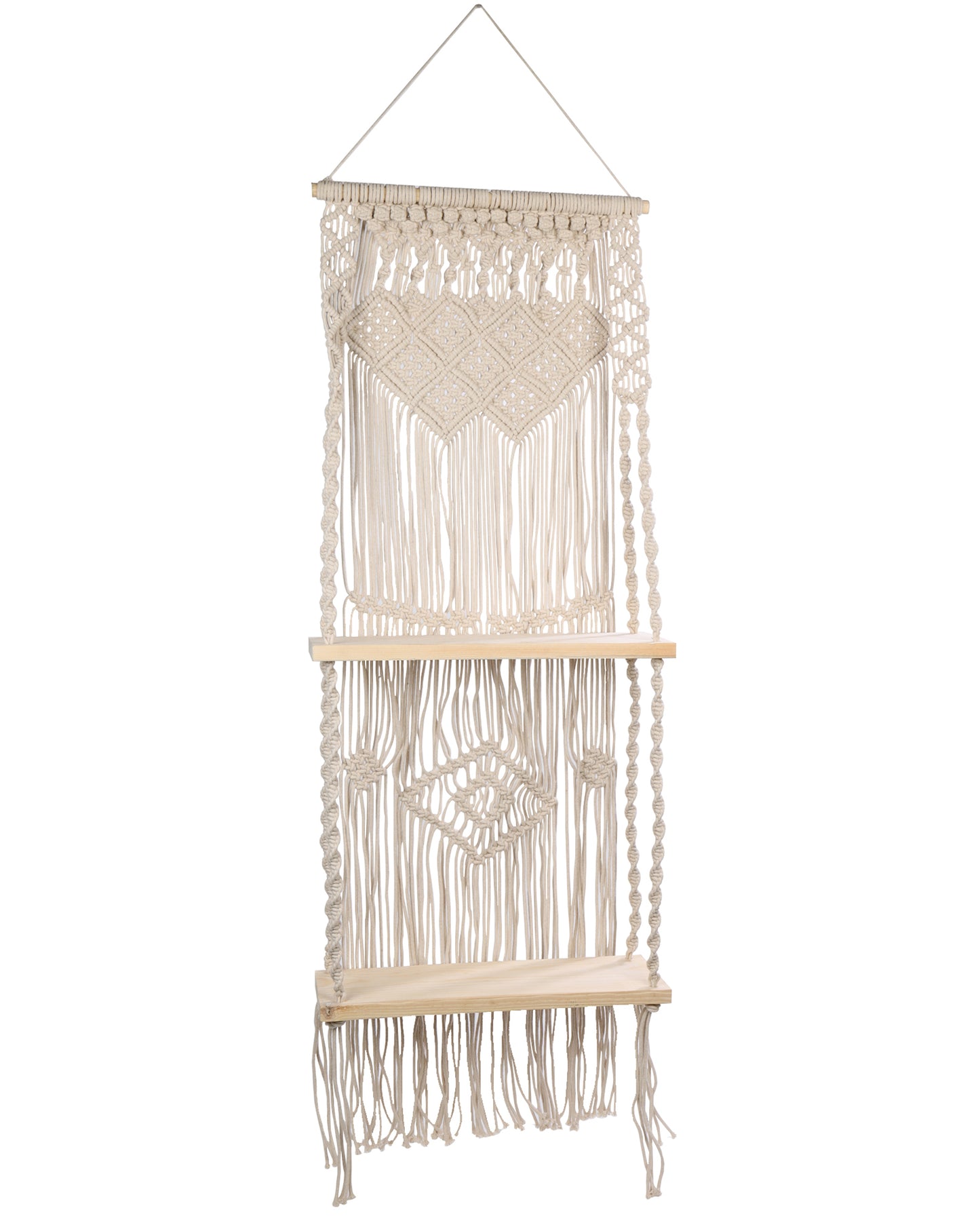 Macrame Wall Hanging Shelf, Boho Floating Shelf, Handcraft Bohemian Decor, Cute Woven Shelves for Bathroom Plants Picture Frame, Home Storage