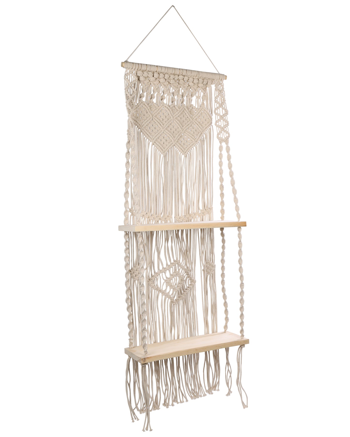 Macrame Wall Hanging Shelf, Boho Floating Shelf, Handcraft Bohemian Decor, Cute Woven Shelves for Bathroom Plants Picture Frame, Home Storage