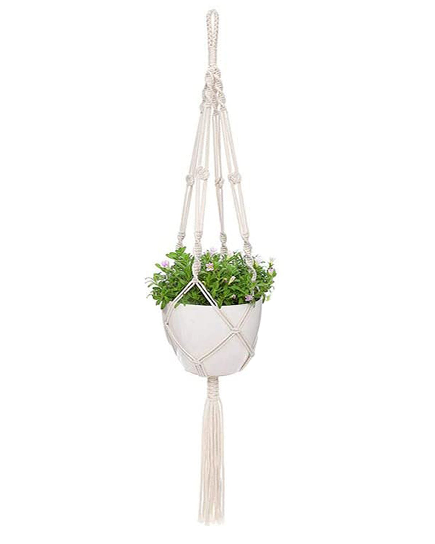 5-Pack Macrame Plant Hangers with Hooks, Different Layers, Handmade Cotton Rope Hanging Planters Set Flower Pots Holder Stand, for Indoor Outdoor Boho Home Decor, set of 5