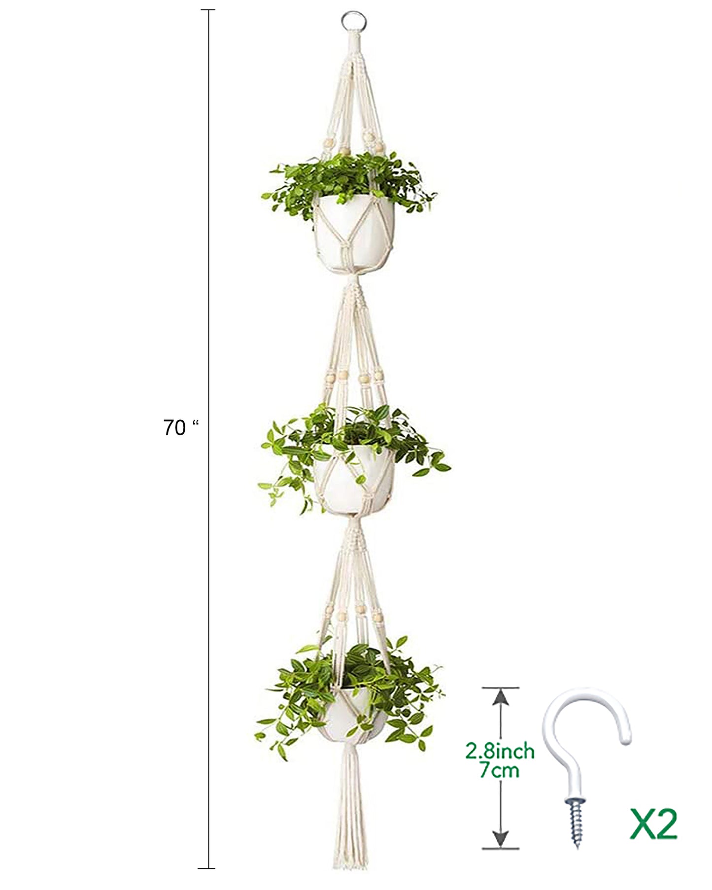 set of 2 Macrame plant hanger plant hangers indoor Handmade weaving 3 Layer