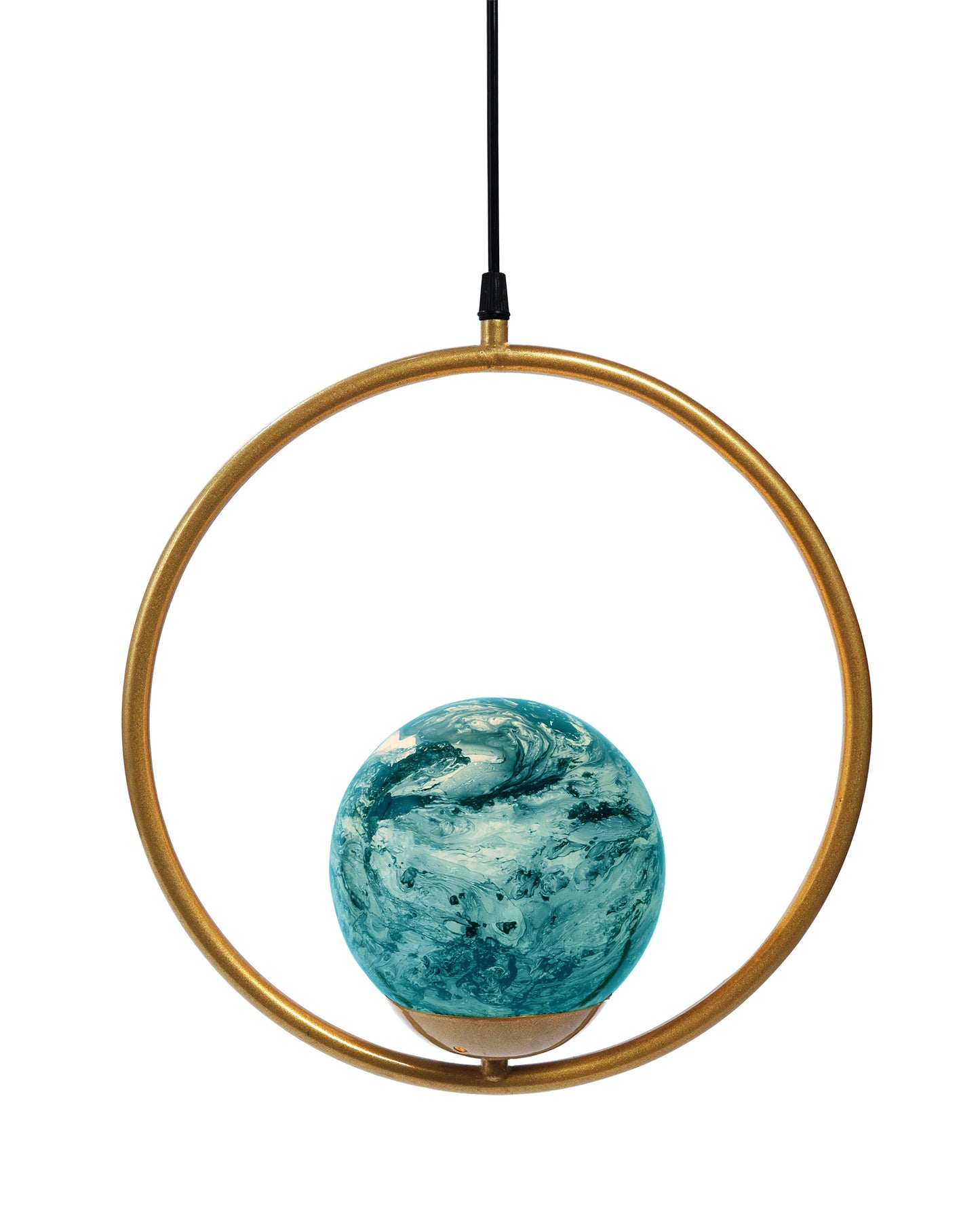 Mid Century Modern Golden Light Chandelier , Planet Series Frosted Glass Globe Lampshade Pendant Indoor Hanging Light Fixture, Round