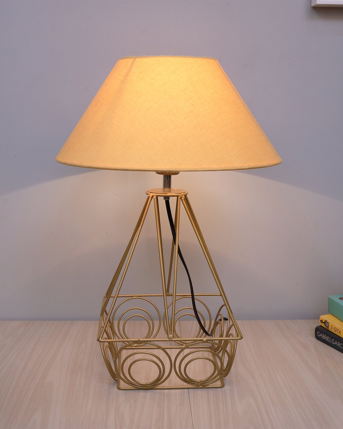 Modern Farmhouse Metal Golden Desk Table Lamp, Bedside Living Room