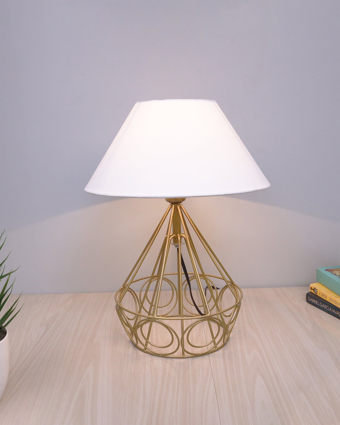 Modern Farmhouse Metal Golden Desk Table Lamp, Bedside Living Room