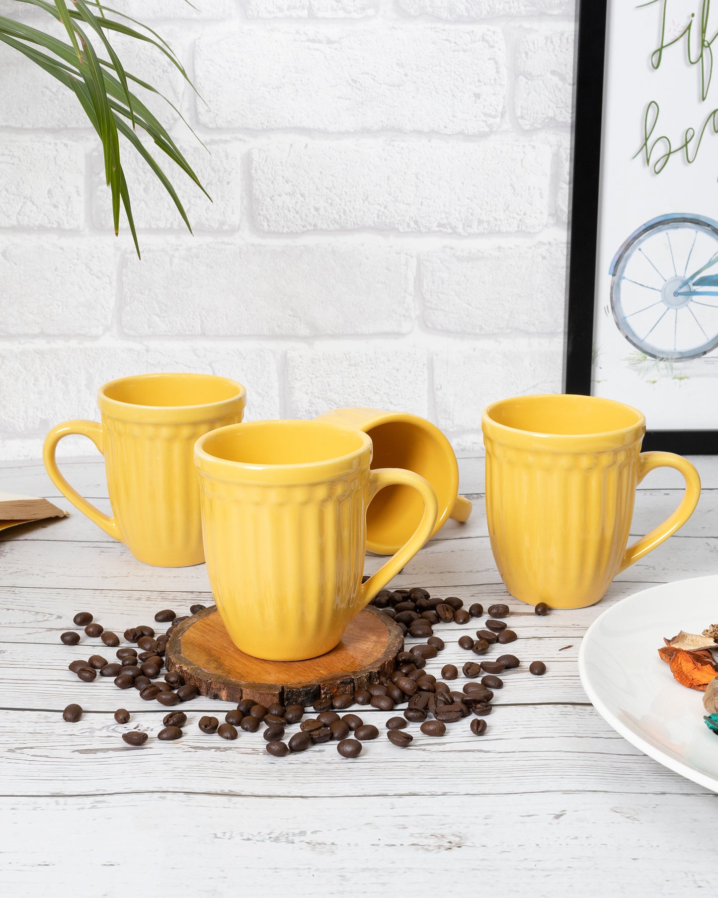Handmade Irish Coffee Tea & Beer Mugs, Set of four Altered Glaze latte Cups, Strips