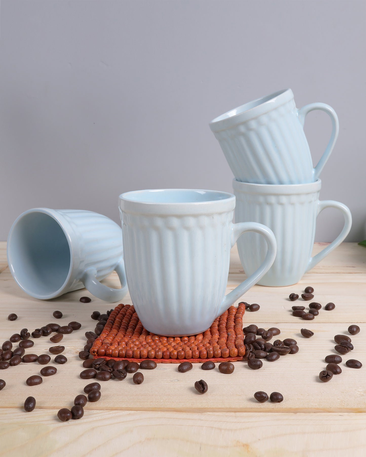 Handmade Irish Coffee Tea & Beer Mugs, Set of four Altered Glaze latte Cups, Strips
