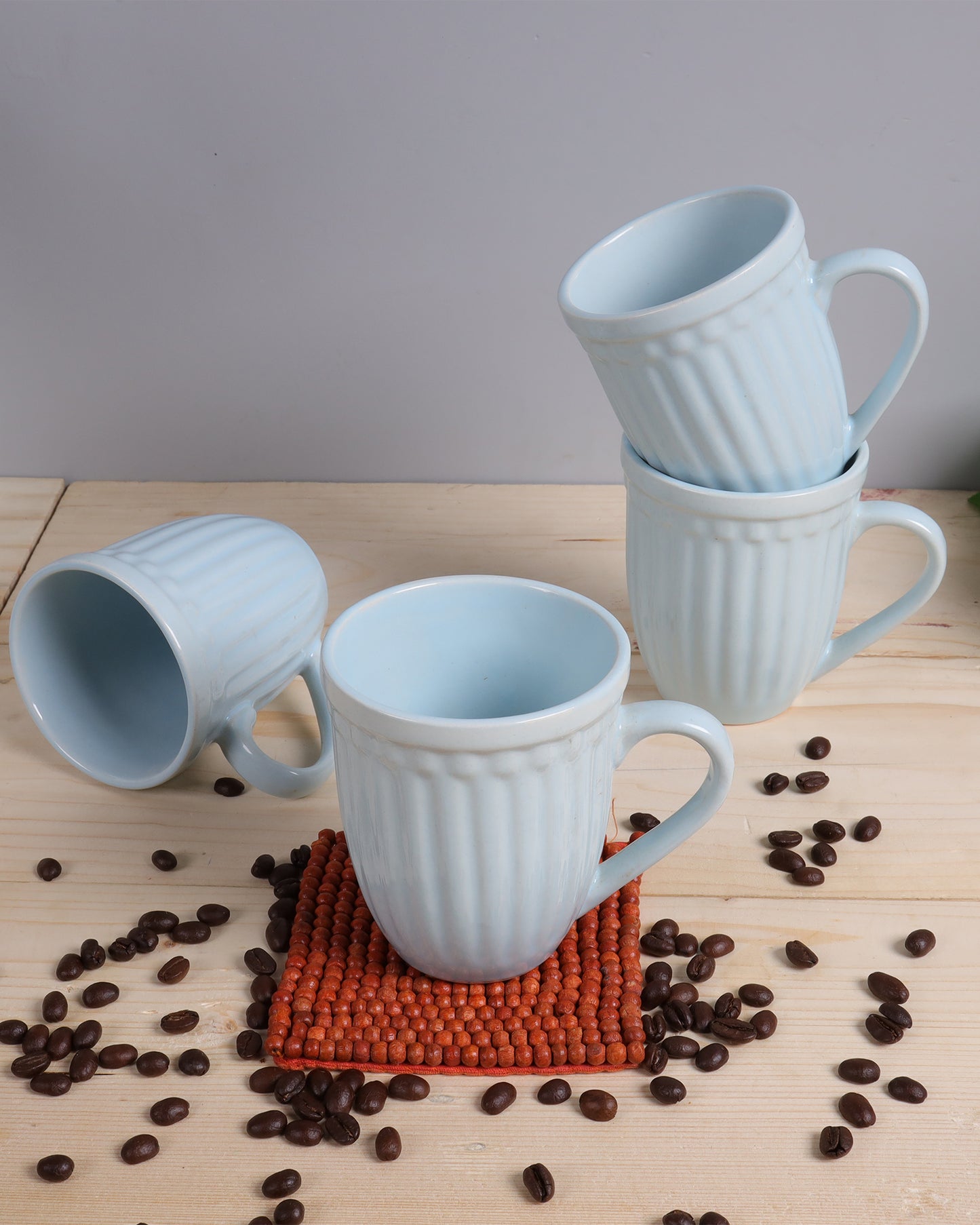 Handmade Irish Coffee Tea & Beer Mugs, Set of four Altered Glaze latte Cups, Strips