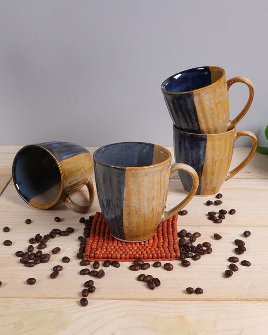 Handmade Irish Coffee Tea & Beer Mugs, Set of Four Altered Glaze latte Cups, Melon